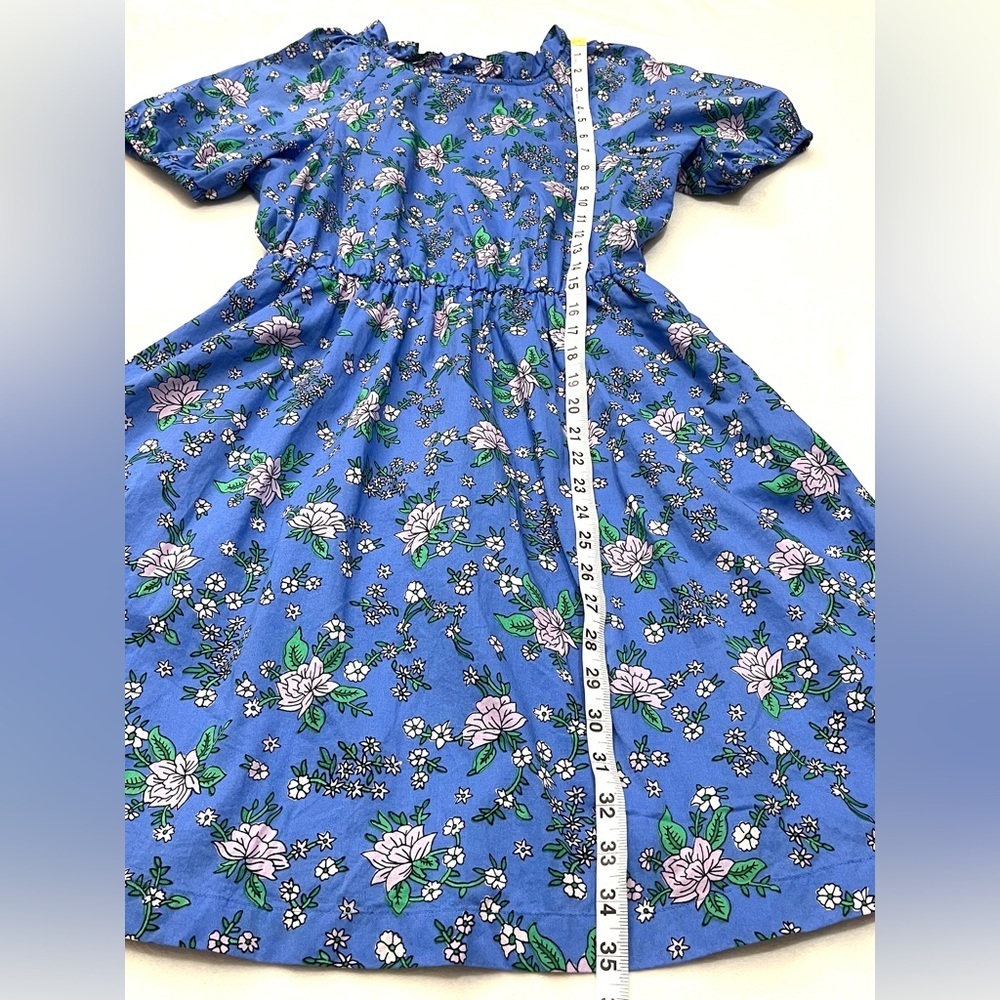 J. Crew Women’s Coastal Blue Tieback Short Sleeve Mini Floral Dress with Ruffle - Picture 6 of 16